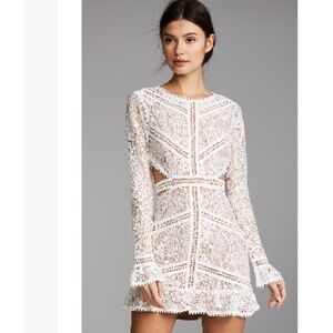 For Love & Lemons side cut out white lace dress